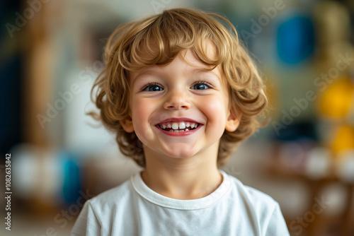 A little boy with a big smile on his face