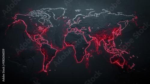Obraz na płótnie Global economic crisis zones map worldwide digital graphic dark environment top-down view economic analysis w salonie