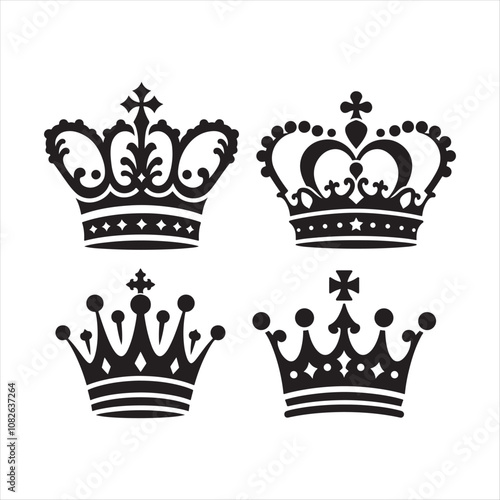 Crown silhouette vector art illustration