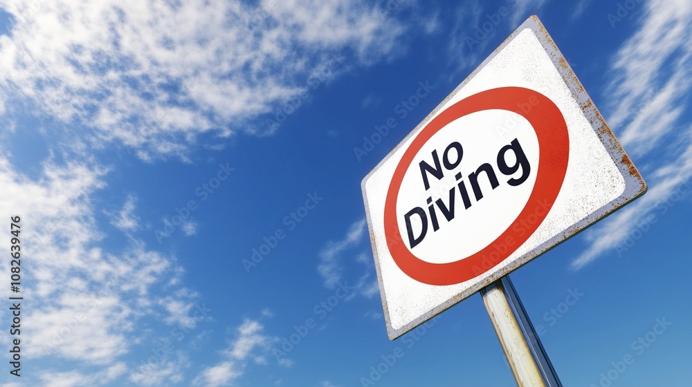 Swimming pool warning sign placed near the edge of a pool, emphasizing safety and caution for swimmers, ensuring a secure aquatic environment. Swimming pool warning sign placed near the edge of a pool, emphasizing safety and caution for swimmers, ensuring a secure aquatic environment.