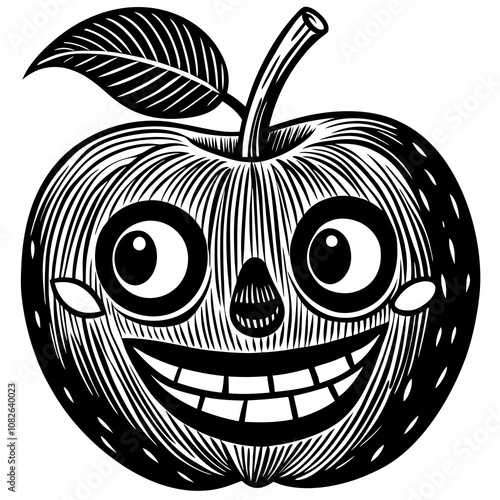 Funny Apple on White Background