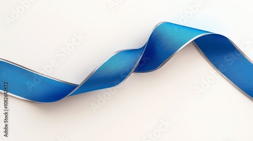 Explore the beauty of a curved blue ribbon flowing elegantly across a soft background