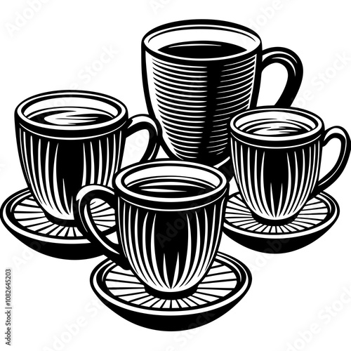 Coffee Cup Set Illustration on White Background