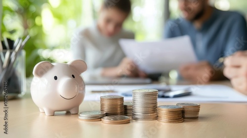 Finance drives investment growth. Family Discussing Finances Around a Table