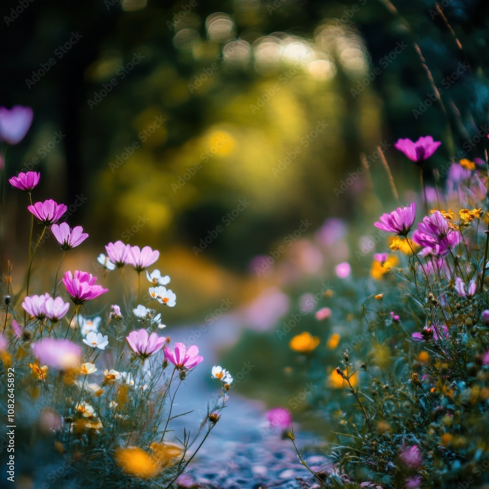 Blooming pathway journey nature reserve photography springtime close-up tranquility Blooming pathway journey nature reserve photography springtime close-up tranquility