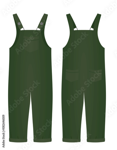 Green suspenders pants. vector illustration