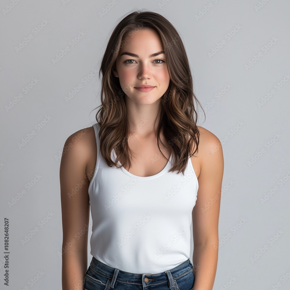 portrait of a woman wearing white tanktop portrait of a woman wearing white tanktop