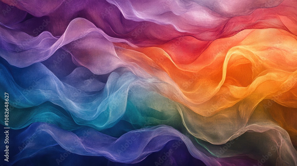 Beautiful Abstract Image with Flowing Colors and Ethereal Textures, Featuring Red, Orange, and Blue Gradients in a Dreamy Blend, Perfect for Artistic Backgrounds and Digital Art