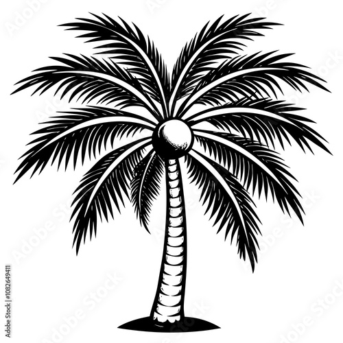 White Background with Coconut Tree Vector Design