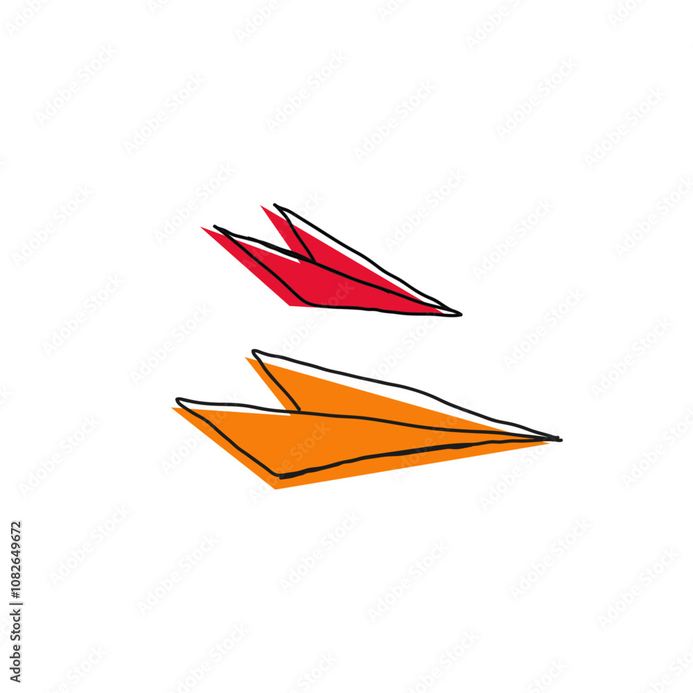 Naklejka premium Hand drawn paper plane icon flat vector design