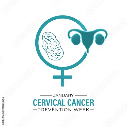 Cervical Cancer Prevention Week in 2025 will be from January 20–26. Design for cards, prints, social media, poster, flyer and background design template.