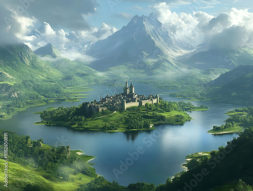 Illustration of Castle Island Fantasy Landscape