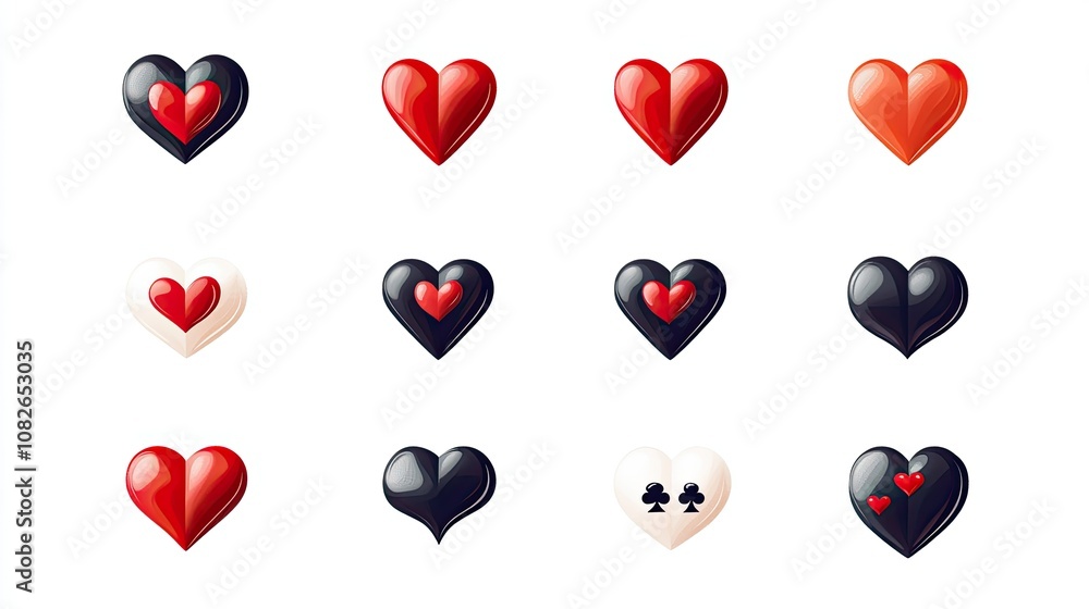 A Vibrant Collection of Decorative Heart Icons Featuring Diverse Designs, Colors, and Patterns for Creative and Modern Digital Projects A Vibrant Collection of Decorative Heart Icons Featuring Diverse Designs, Colors, and Patterns for Creative and Modern Digital Projects