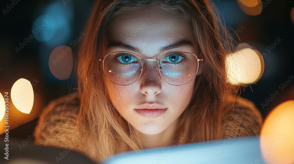 The image shows a smiling brunette woman wearing glasses, with a professional and fashionable appearance, captured in a close-up view The image shows a smiling brunette woman wearing glasses, with a professional and fashionable appearance, captured in a close-up view