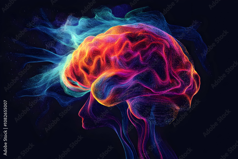 Abstract Illustration Brain Waves Colorful Energy Flow Abstract Illustration Brain Waves Colorful Energy Flow