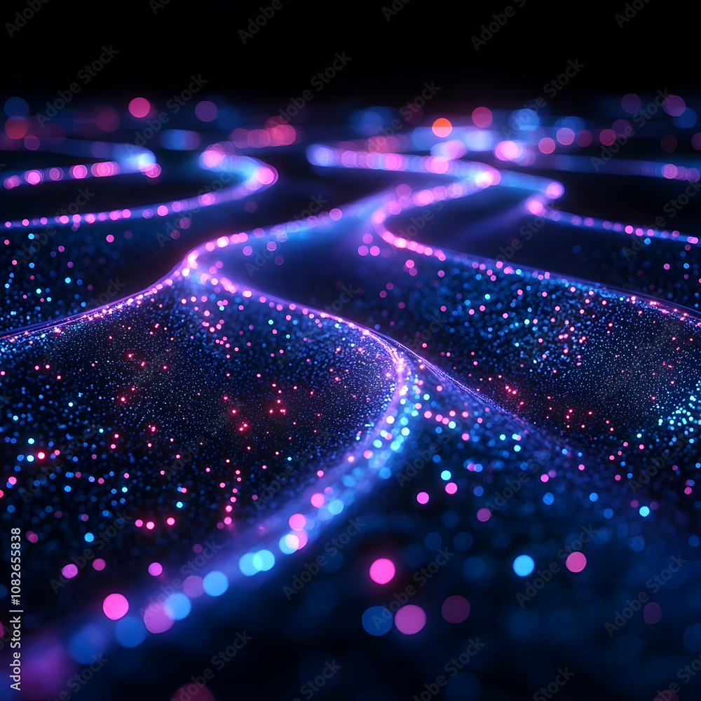 Obraz premium Abstract Background - Neon Lights, Bokeh, Glitter, Waves