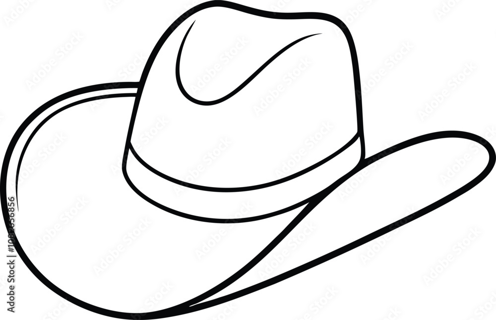 Cowboy Hat Outline, Cowgirl and Cowboy Hat Line Art Vector Cowboy Hat Outline, Cowgirl and Cowboy Hat Line Art Vector
