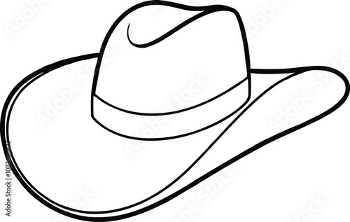 Cowboy Hat Outline, Cowgirl and Cowboy Hat Line Art Vector