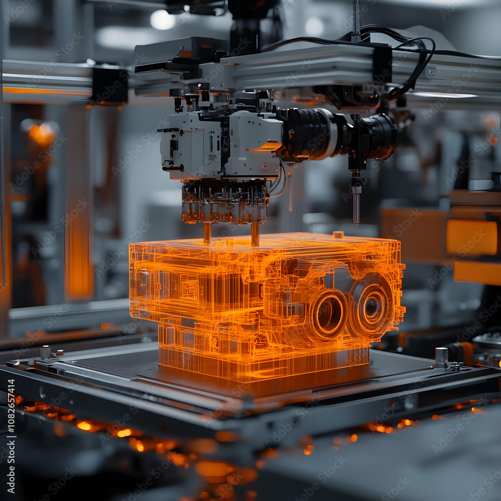 Fototapeta premium 3D Illustration Automated Robotic Arm Manufacturing Process