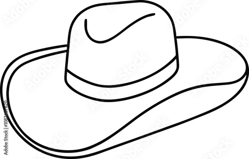 Cowboy Hat Outline, Cowgirl and Cowboy Hat Line Art Vector