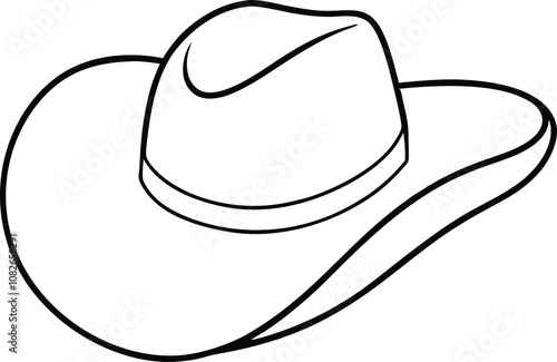 Cowboy Hat Outline, Cowgirl and Cowboy Hat Line Art Vector