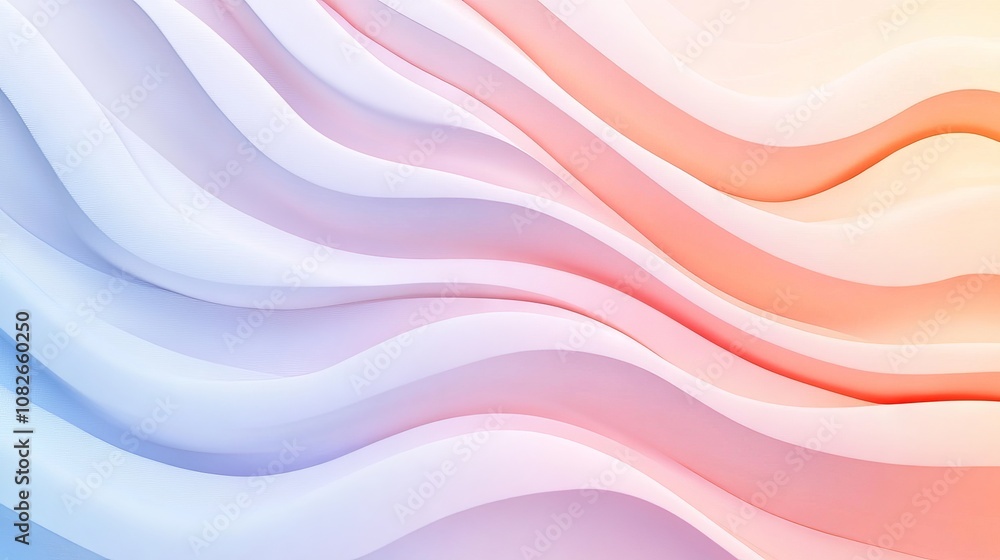 Obraz premium Elegant pastel gradient background with flowing wavy lines texture in soft pink, blue, and lavender hues for graphic design, digital art, web design, and creative projects