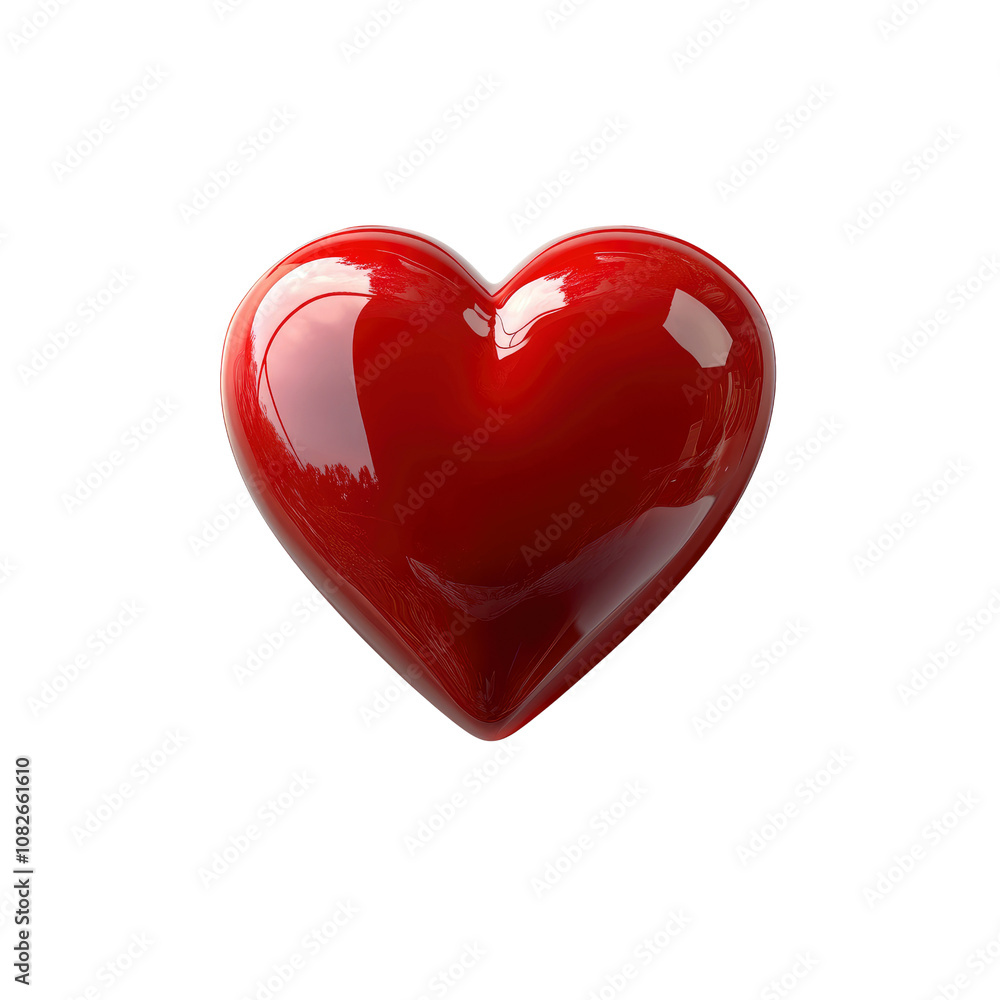 Glossy Red Heart Shape, Valentine's Day Symbol, Love and Romance Concept Glossy Red Heart Shape, Valentine's Day Symbol, Love and Romance Concept