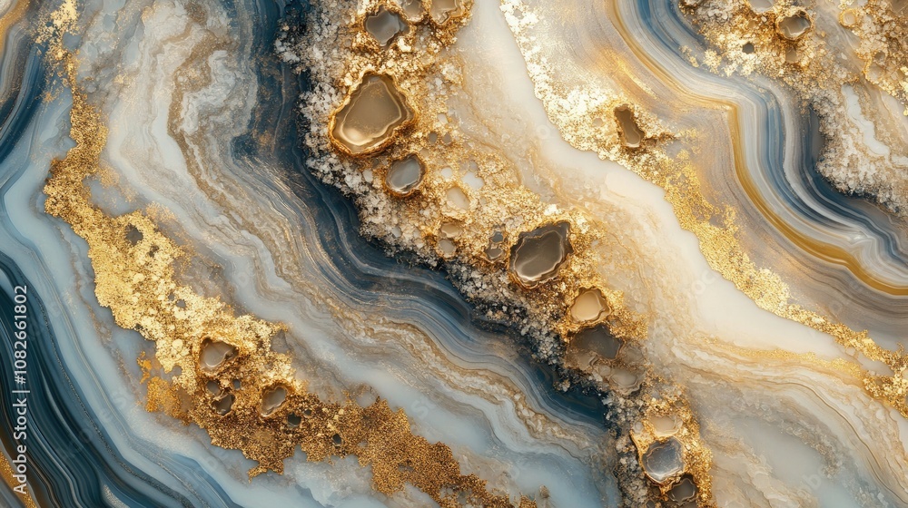 Stunning Abstract Background Featuring Layers of Blue and White Marble with Golden Accents and Unique Geode Shapes Creating a Modern Artistic Design Stunning Abstract Background Featuring Layers of Blue and White Marble with Golden Accents and Unique Geode Shapes Creating a Modern Artistic Design