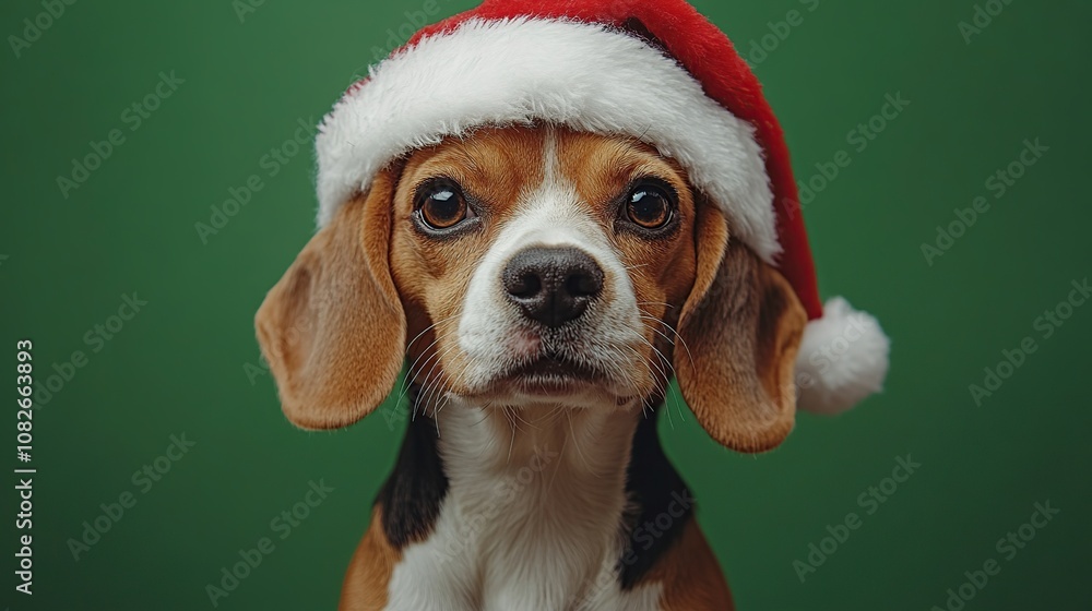 Beagle Wearing Santa Hat Beagle Wearing Santa Hat