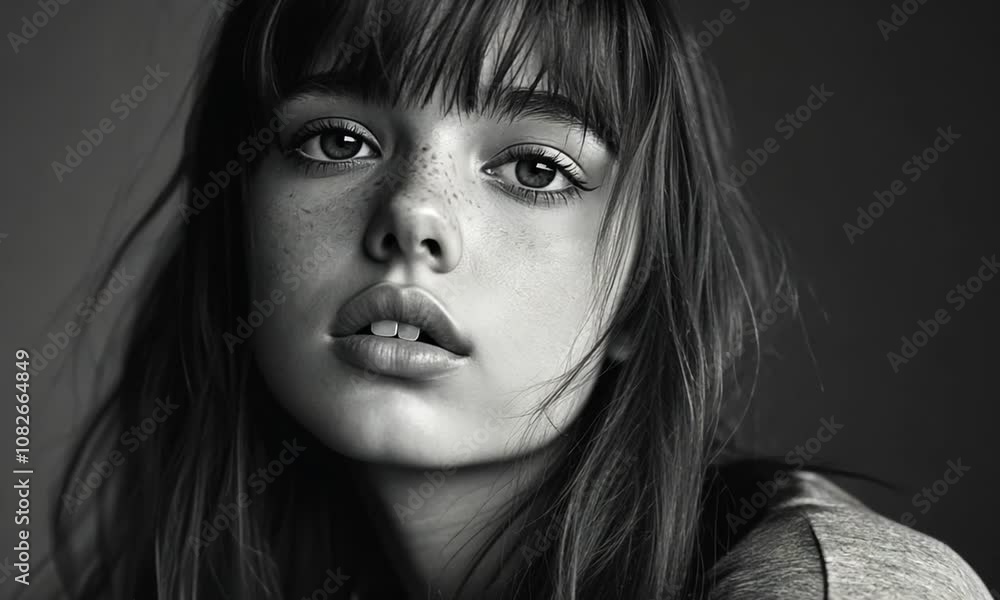 Black and White Portrait of a Young Woman Black and White Portrait of a Young Woman