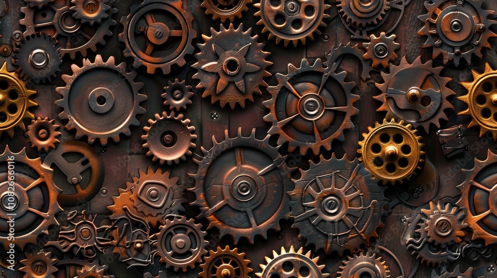 Interlocking gears forming a seamless pattern Interlocking gears forming a seamless pattern