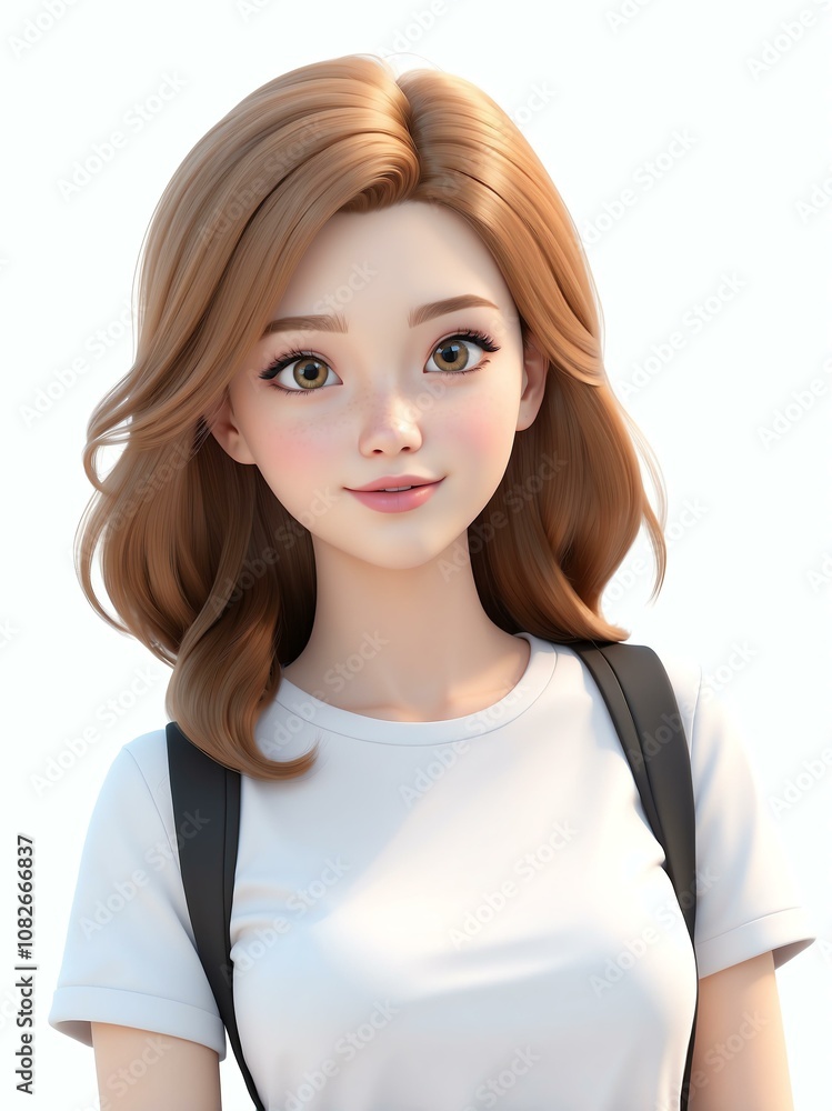 Cute female teen confident expression on a white background Cute female teen confident expression on a white background
