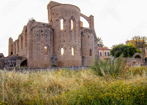 Facade of historical Church of St. George the Exiler in the old town of Famagusta, Cyprus photo