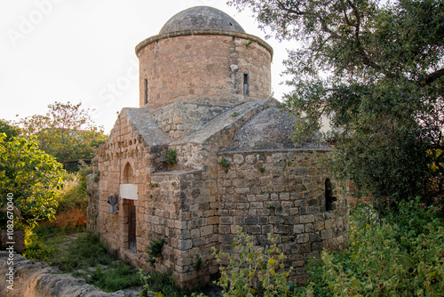 Facade of historical  Byzantine period Hagia Zoni church  Famagusta, Cyprus