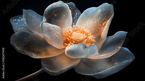 Experience the magic of nature through this stunning photograph capturing the delicate petals of a blooming flower in exquisite detail. Exquisite. Illustration