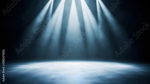 Empty Stage Theater Blue Spotlights Poster Background