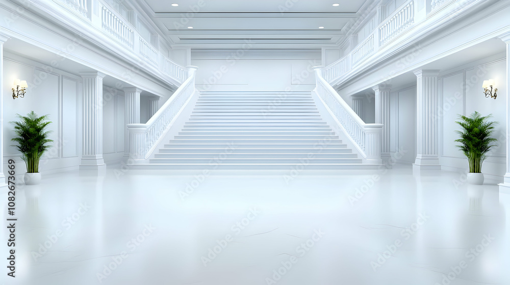 Interior marble stairs with pillars and columns in a palace, castleInterior marble stairs with pillars and columns in a palace, castle
