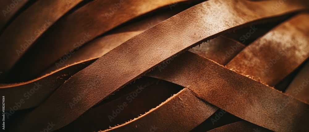 custom made wallpaper toronto digitalA close-up of interwoven brown leather strips, showcasing texture and craftsmanship in warm, earthy tones.