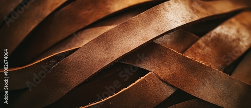 Wallpaper Mural A close-up of interwoven brown leather strips, showcasing texture and craftsmanship in warm, earthy tones. Torontodigital.ca