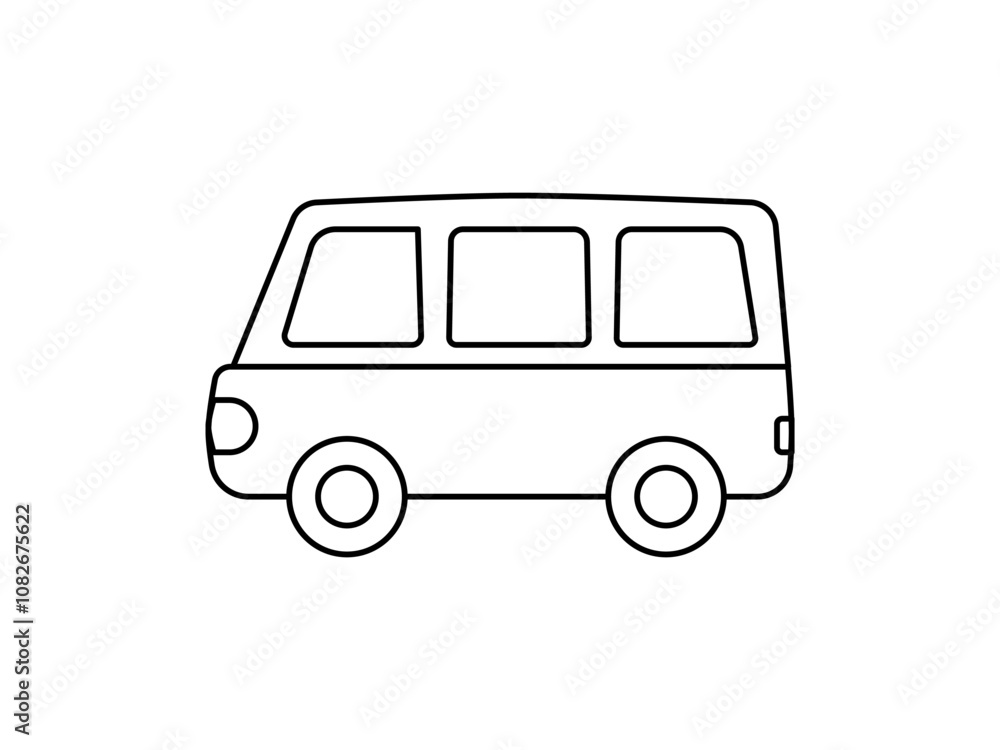 Minibus icon. Black silhouette. Side view. Vector simple flat graphic illustration. Isolated object on a white background. Isolate. Minibus icon. Black silhouette. Side view. Vector simple flat graphic illustration. Isolated object on a white background. Isolate.