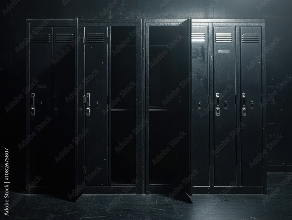 A Collection of Five Empty Lockers