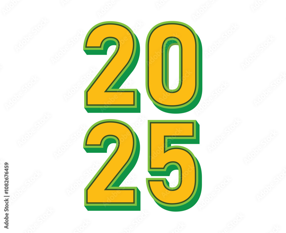 2025 Happy New Year Design Typography Yellow And Green 3D Realistic Creative Abstract Vector Illustration 2025 Happy New Year Design Typography Yellow And Green 3D Realistic Creative Abstract Vector Illustration