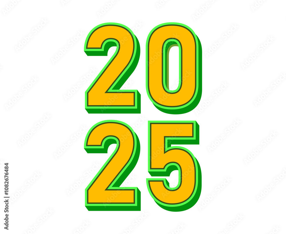2025 Happy New Year Design Typography Yellow And Green 3D Realistic Creative Abstract Vector Illustration 2025 Happy New Year Design Typography Yellow And Green 3D Realistic Creative Abstract Vector Illustration