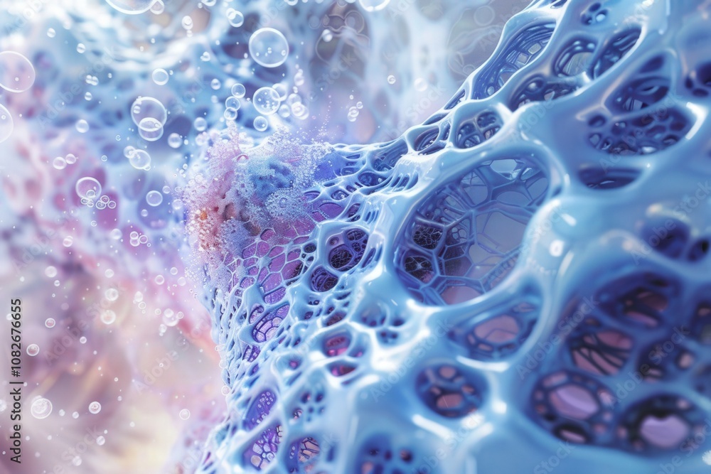Close-up view of intricate blue hexagonal patterns resembling a honeycomb structure, showcasing fine details of textures and shapes under soft lighting Close-up view of intricate blue hexagonal patterns resembling a honeycomb structure, showcasing fine details of textures and shapes under soft lighting
