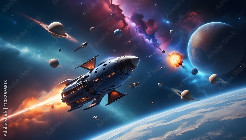 spaceship and space spaceship and space