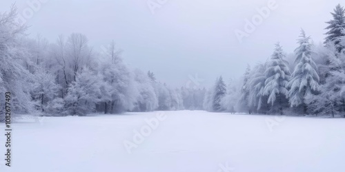 Wallpaper Mural Scenic winter landscape with untouched snow covering the ground and trees, season, trees, peaceful Torontodigital.ca