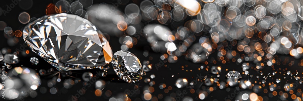 Diamond Sparkle on Black Background Diamond Sparkle on Black Background