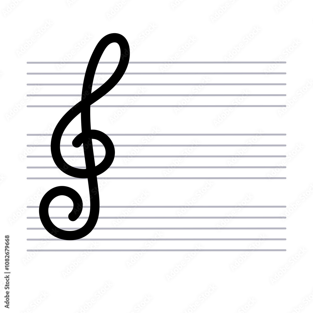 Obraz premium A bar musical note. Treble clef, a symbol of music.