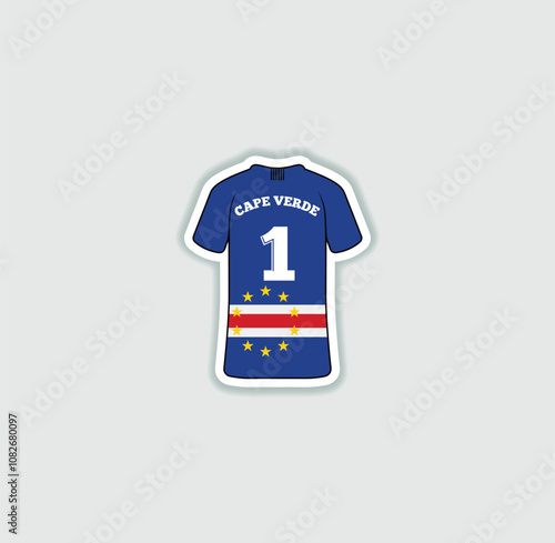 Get a sticker with a unique design of the Cape Verde football jersey! A stylish and vibrant accessory for fans. Show your support for your favorite team!