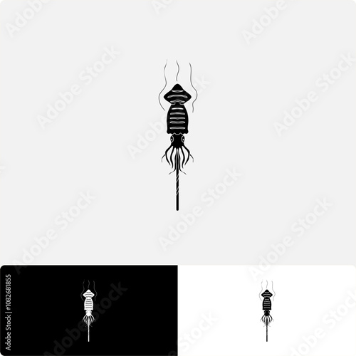 minimalist silhouette illustration . grilled squid satay. for icon or logo.